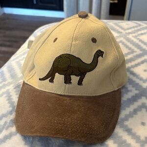 Dinosaur Embroidered Beige and Brown Cap